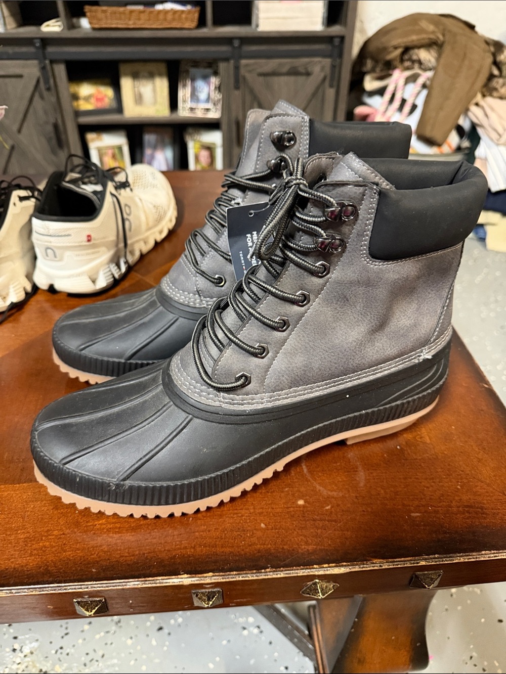 Tommy Hilfiger Gray and Black Men's Waterproof Duck Boots